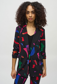 JOSEPH RIBKOFF BLAZER SILKY KNIT ABSTRACT PRINT