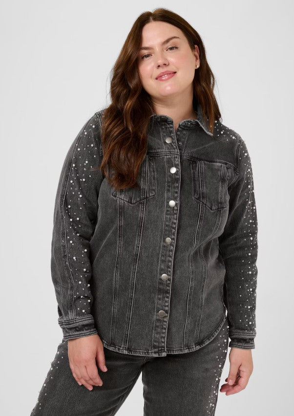 KAFFE CURVE SHIRT CLASSIC COLLAR STUDDED EMBELLISHMENT