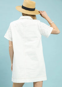 SHIFT EYELET SHORT SLEEVE DRESS