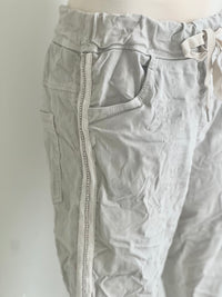 FASHION JOGGER SATIN RHINESTONE STRIPE