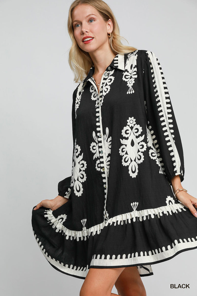 UM DRESS ABSTRACT PRINT MINI