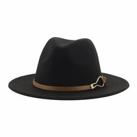 JEN & CO. FEDORA STYLE HAT WITH METAL BUCKLE