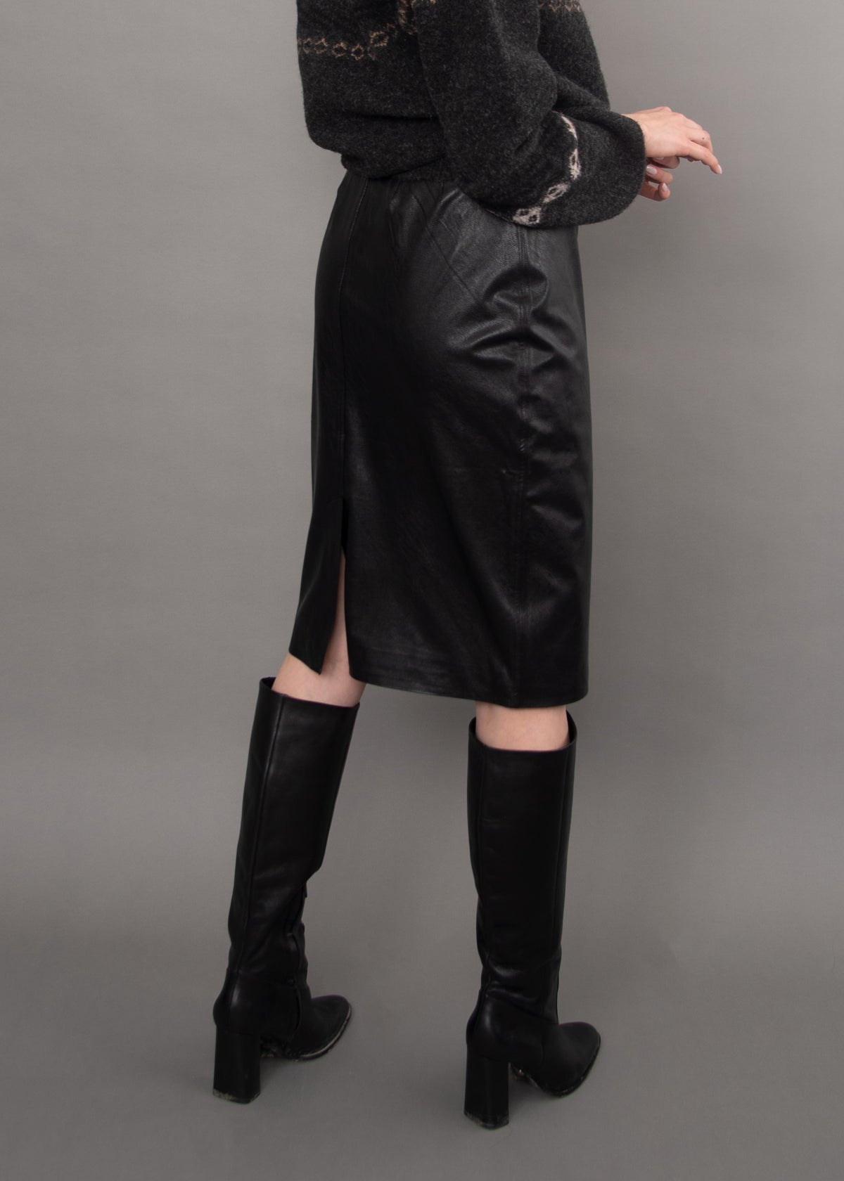 RD SKIRT FAUX LEATHER MIDI