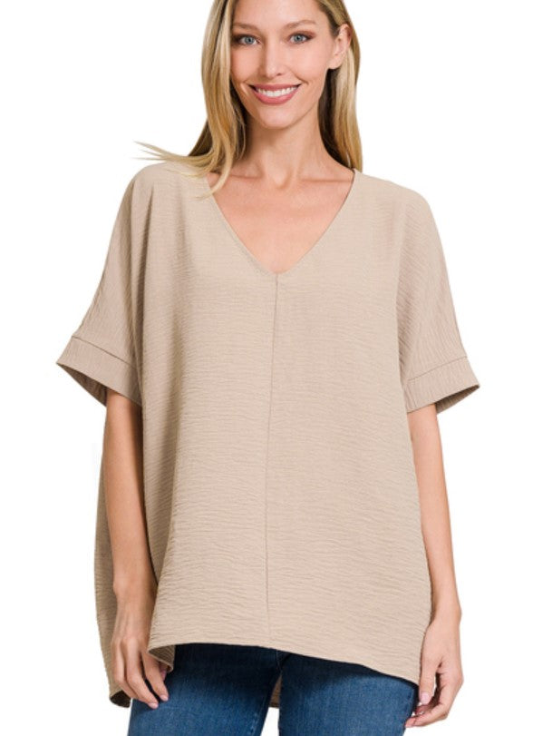 VNECK DOLMAN SHORT SLEEVE TOP