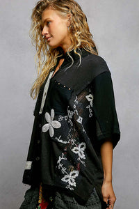 POL TOP BTN DWN S/S KNIT