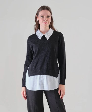 TRICOTTO TUNIC SPRKL LNGSLV RHINE CLLR