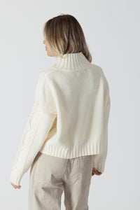 LYLA AND LUX SWEATER MOCK NECK CABLE KNIT