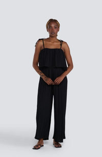 PLEATED JUMPSUIT WITH TIE STRAPS