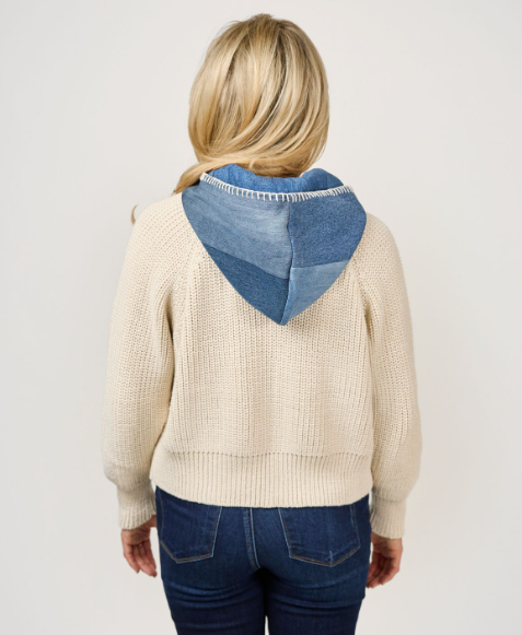 SHANNON PASSERO ZIP UP WITH DENIM HOOD