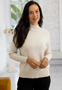 ORANGE TOP SHIMMER MOCK NECK KNIT L/S