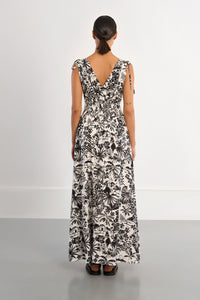 MOLLY DRESS LONG V NECK EMPIRE