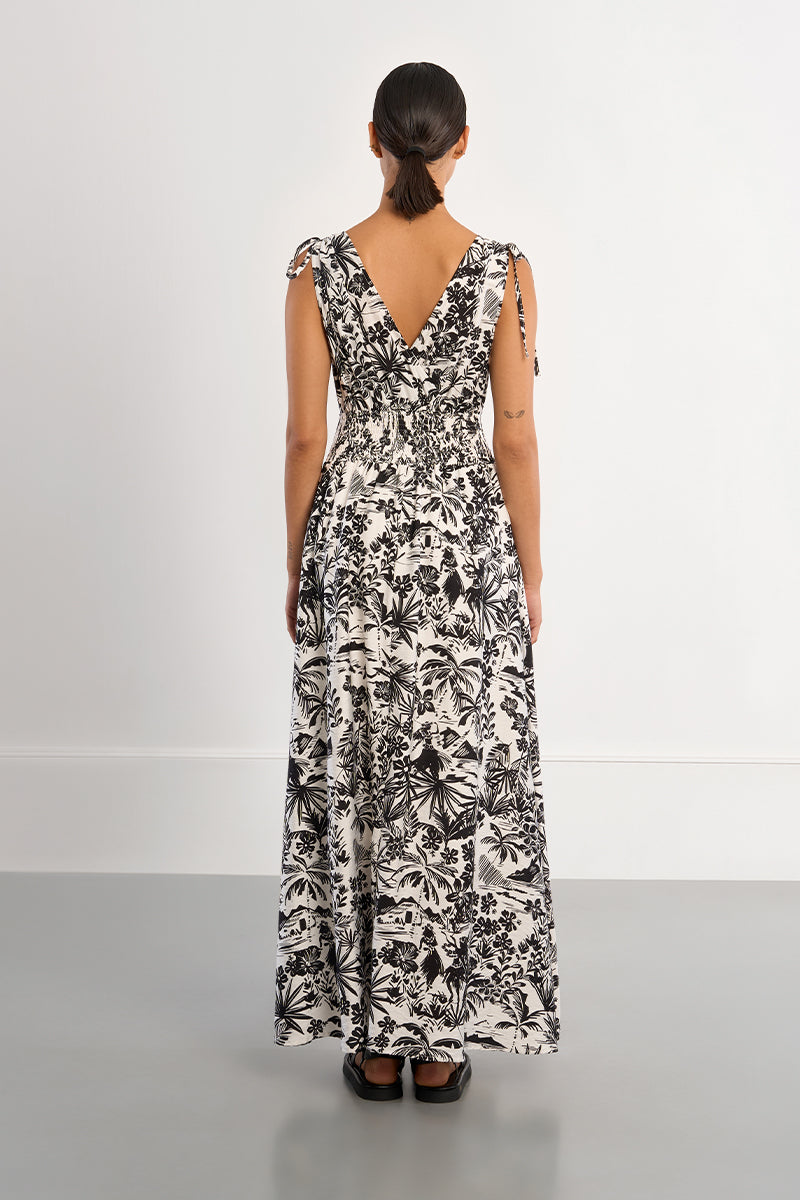 MOLLY DRESS LONG V NECK EMPIRE