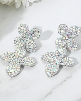 WONA EARR RHNSTN PAVE DBL FLWR