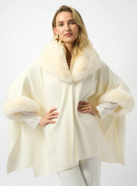 JOSEPH RIBKOFF JAQUARD FAUX FUR CAPE