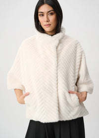 JOSEPH RIBKOFF CHEVRON FAUX FUR CAPE STYLE JACKET