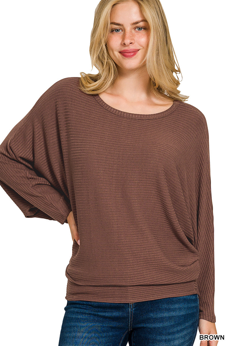 ZEN RIBBED DOLEMAN SLV TOP