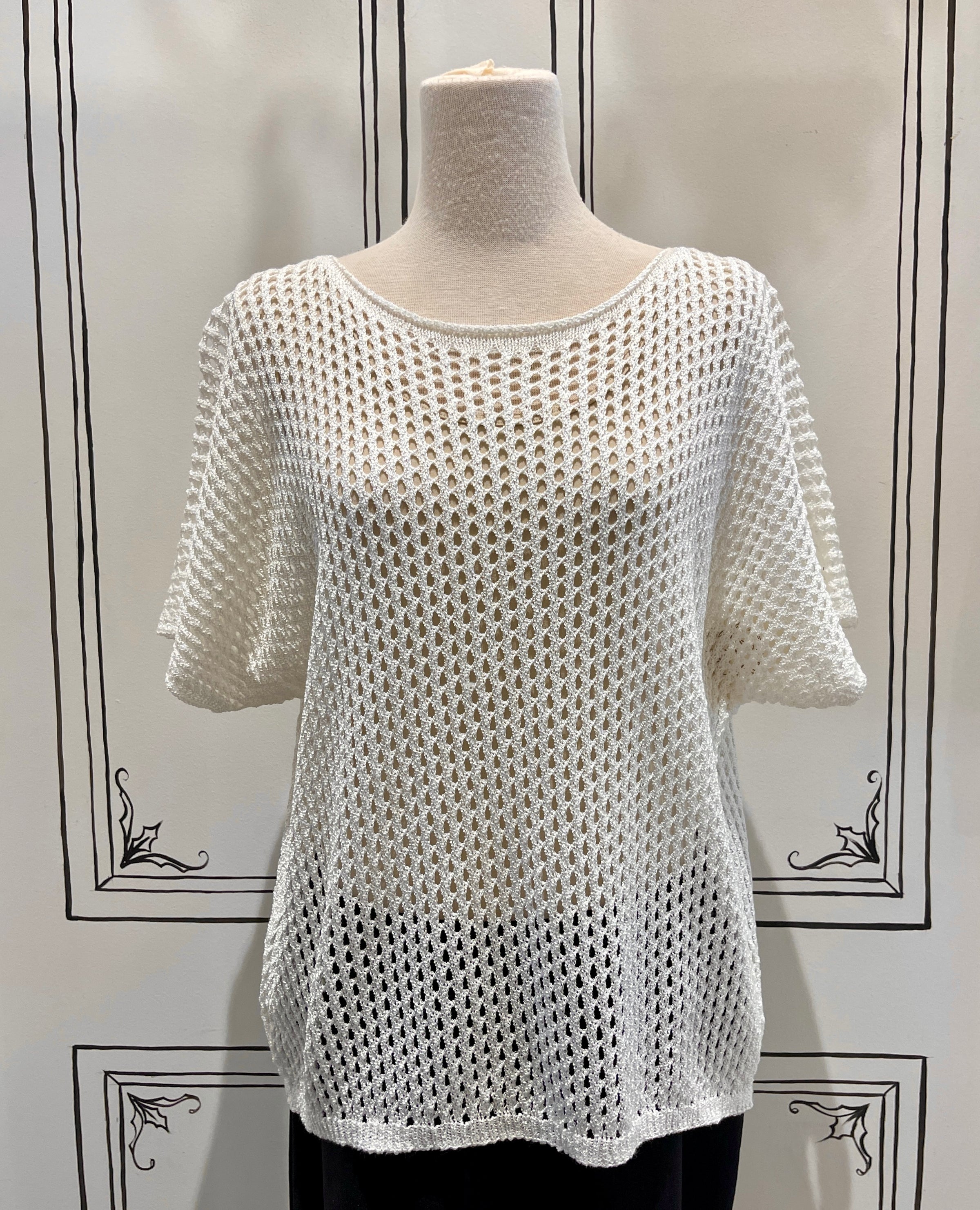 SHORT SLEEVE LOOSE KNIT SWEATER