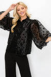 BALLOON SLEEVE ORGANZA POLKA DOT BLOUSE