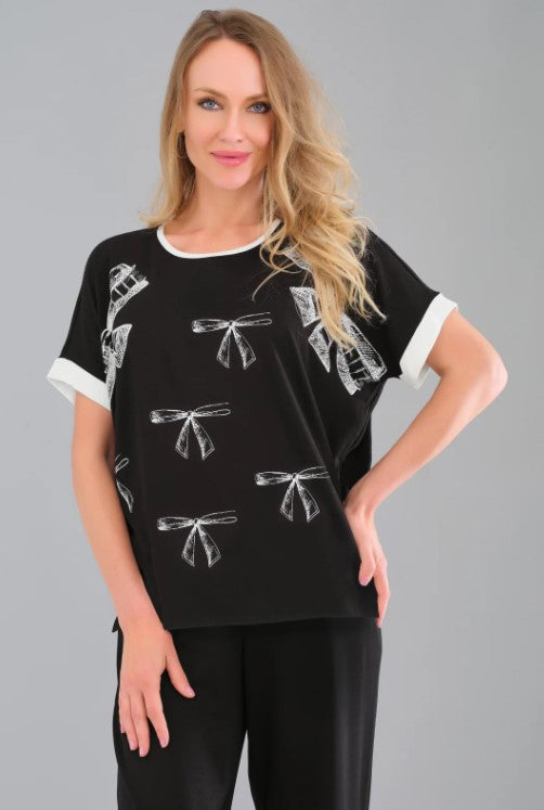 TRICOTTO TOP BOW PRINT