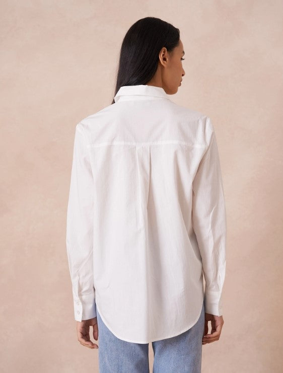 ATTENTIF TOP PLAIN COTTON LAPEL COLLAR