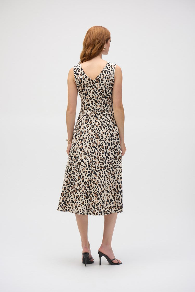 JOSEPH RIBKOFF POPLIN ANIMAL PRINT FLARE DRESS