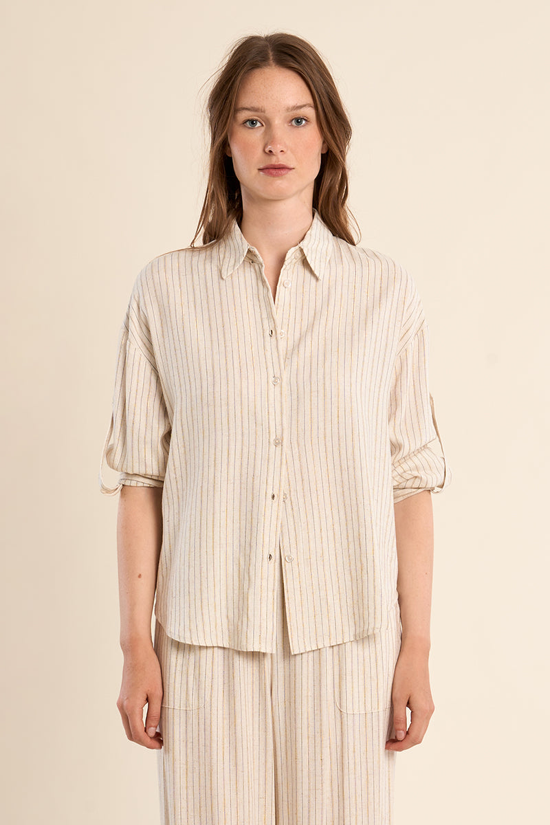 MOLLY TOP BUTTON UP W/COLLAR S/S