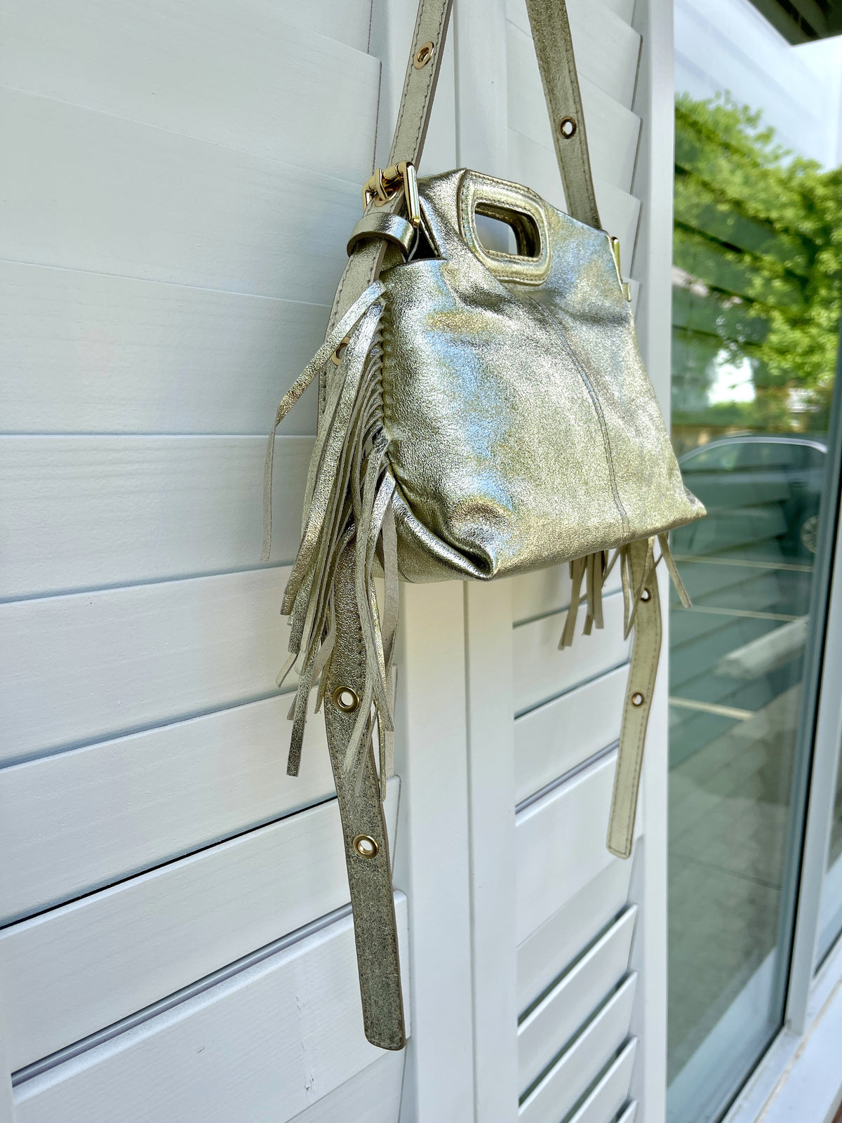 ITALIAN LEATHER FRINGE CROSSBODY BAG