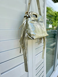 ITALIAN LEATHER FRINGE CROSSBODY BAG