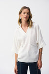 JOSEPH RIBKOFF HI-LO SEERSUCKER BOXY TOP