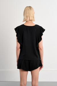 MOLLY TOP RUFFLE SIDE V NECK
