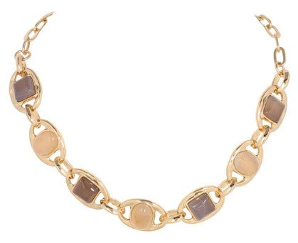 MERX NECKL SHINY GLD MARIN LINK PUFF
