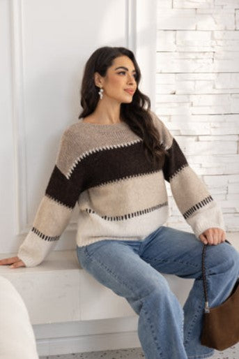 ORANGE SWEATER GEOMETRIC KNIT
