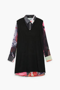 DESIGUAL 2PC BUTTON UP DRESS WITH VEST