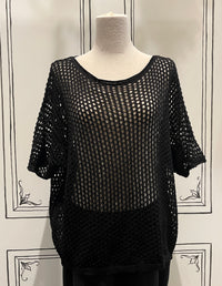 SHORT SLEEVE LOOSE KNIT SWEATER