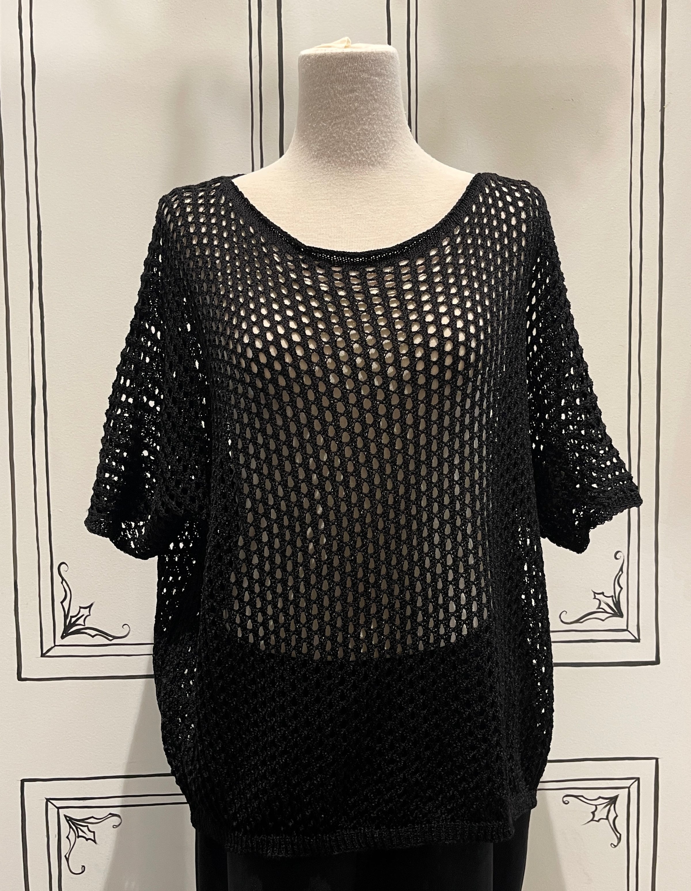 SHORT SLEEVE LOOSE KNIT SWEATER