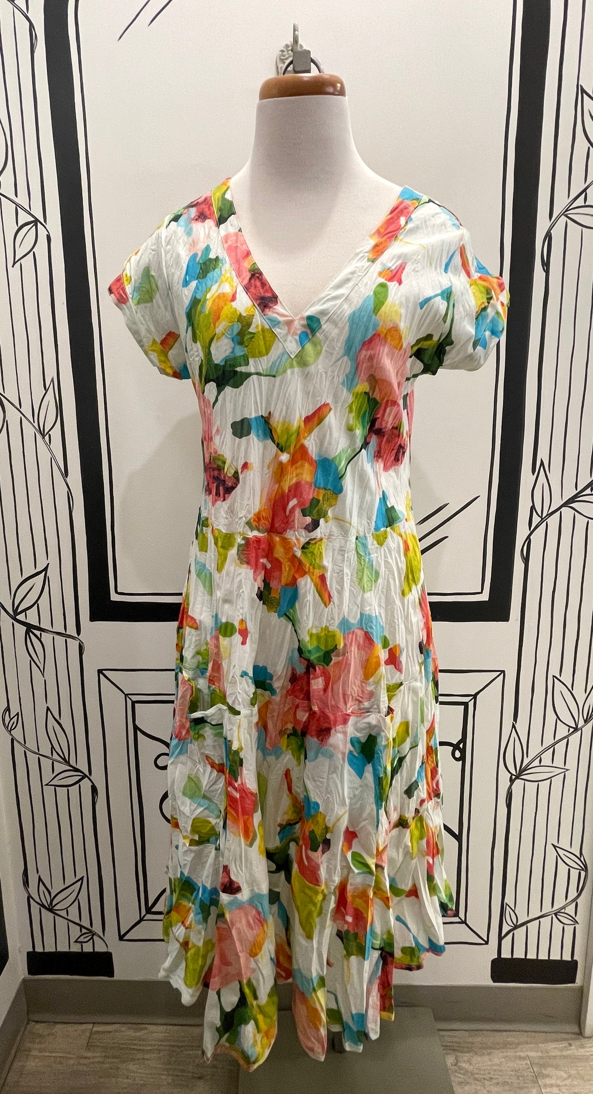 V NECK SHIRT STYLE DRESS