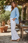 CATHERINE LILYWHITE LINEN PANTS WITH 2 BUTTONS