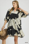 UM DRESS LG FLORAL 3/4 SLV