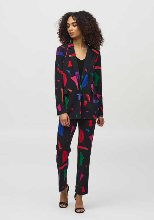 JOSEPH RIBKOFF BLAZER SILKY KNIT ABSTRACT PRINT