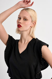 MOLLY TOP RUFFLE SIDE V NECK