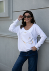 ORANGE KNIT PULLOVER HRT W FOIL