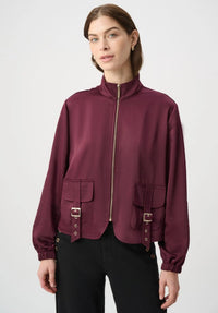 RIBKOFF JACKET SATIN PUFF SLEEVE UTILITY