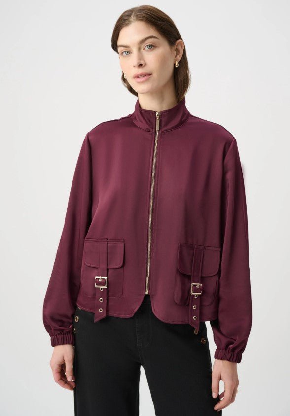 RIBKOFF JACKET SATIN PUFF SLEEVE UTILITY