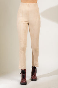 SOLID FAUX SUEDE LEGGING FIT PANT