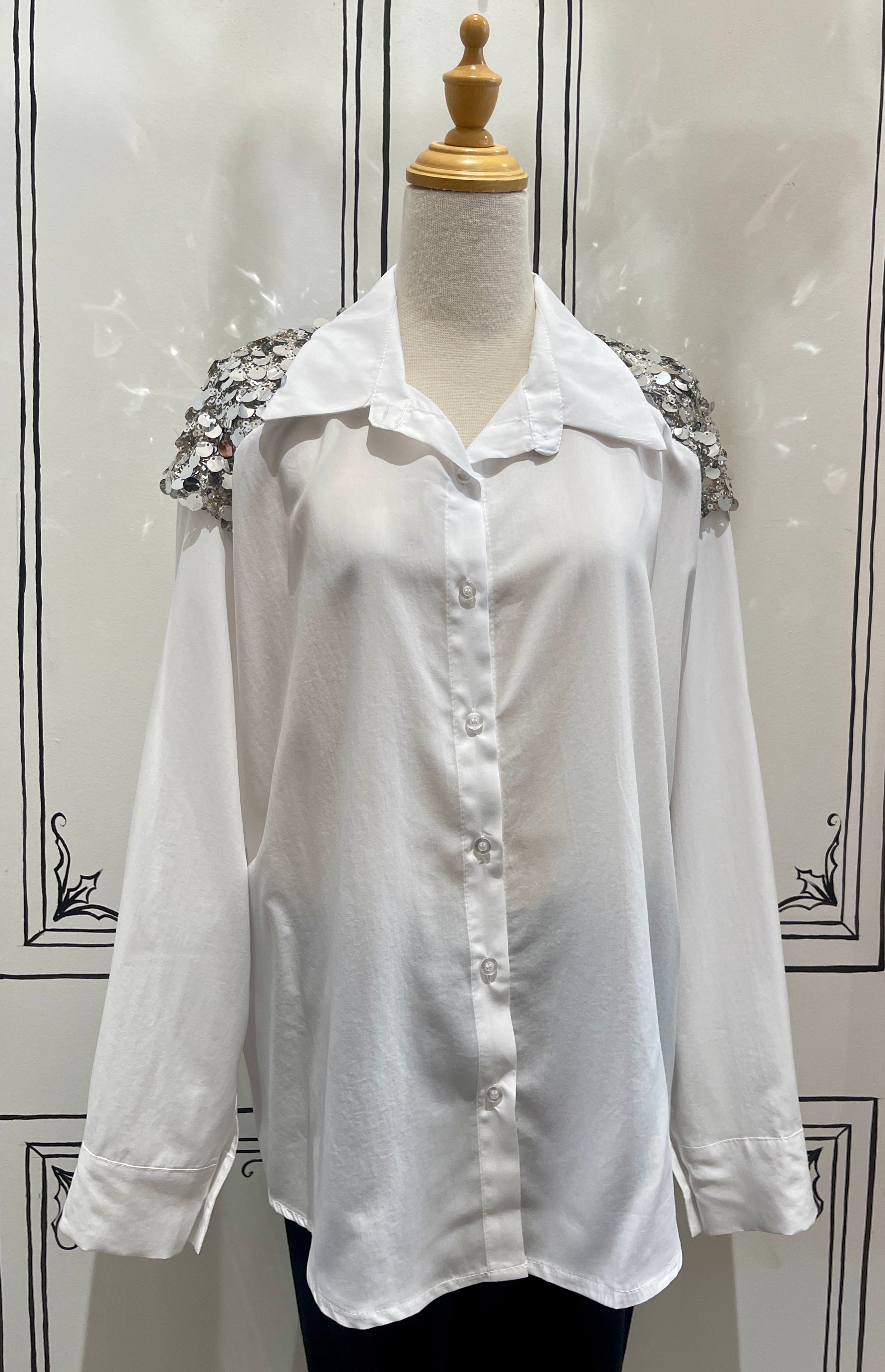 SEQUIN SHOULDER DETAIL TOP
