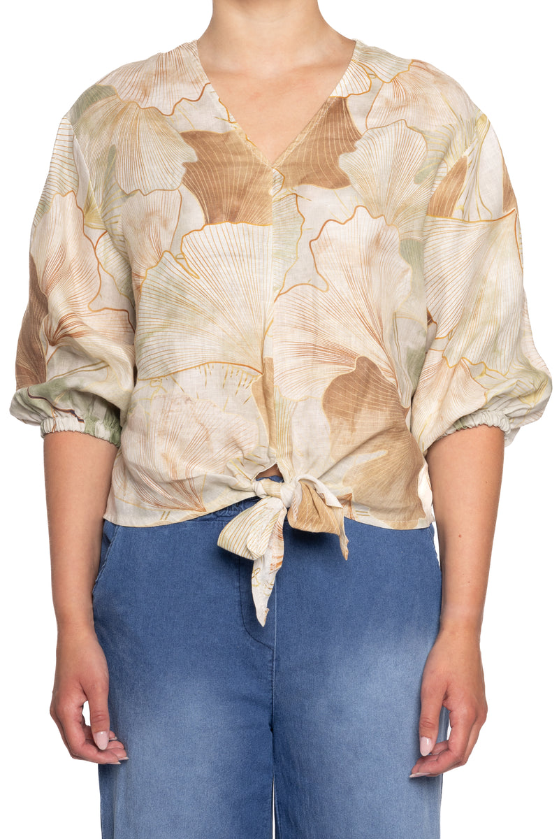 ETERNELLR LEAF LINEN TOP