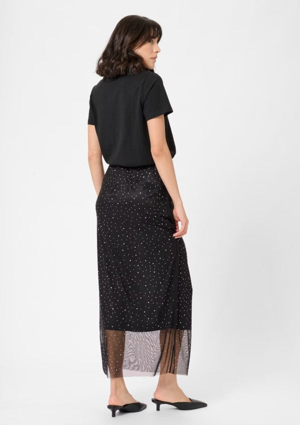 KAFFE MESH MIDI SMALL STUDS SKIRT