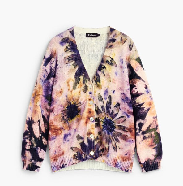 DESIGUAL V NECK FRONT BUTTON CARDIGAN