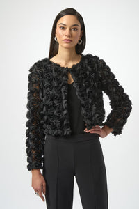 RIBKO JACKET ROSETTE CROP