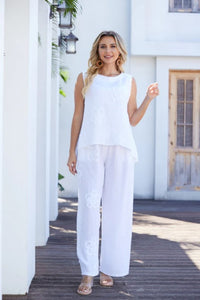 ORANGE LILA BLOOM STITCH TOP